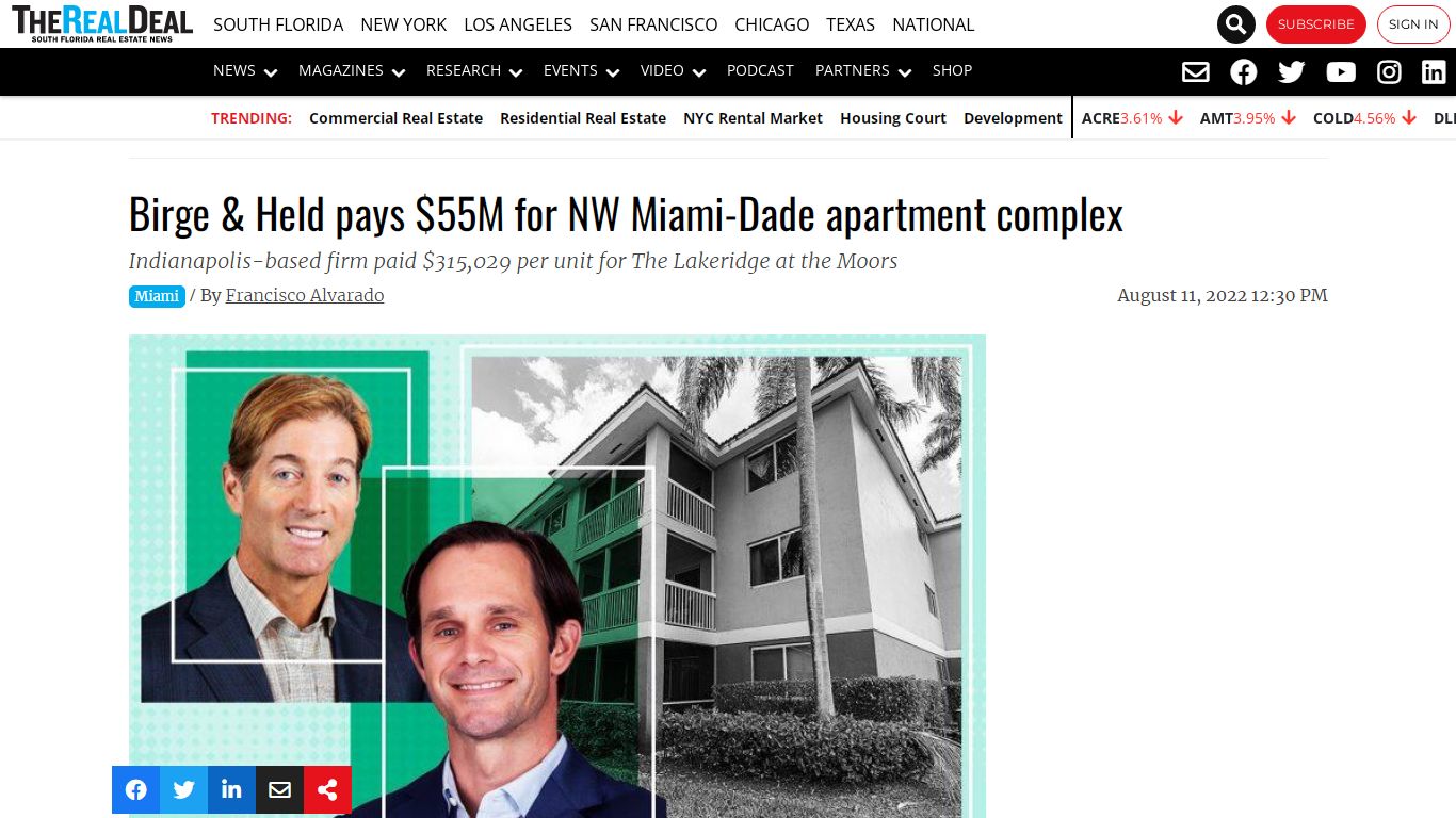 Birge & Held Buys Miami-Dade Multifamily Project For $55M